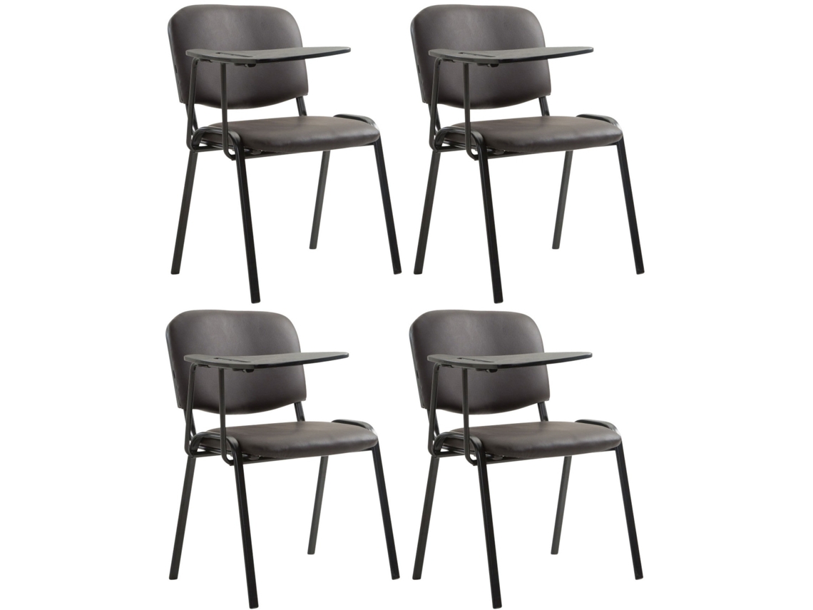 Juego de 4 sillas Ken con mesa plegable en piel sintética marrón CLP