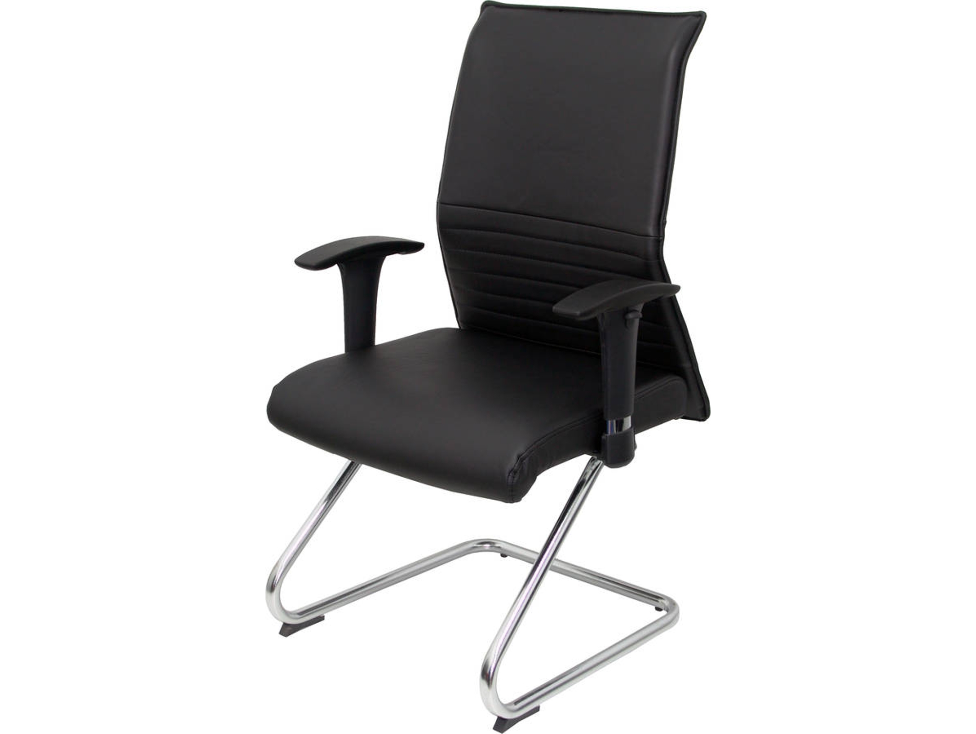 Silla de Escritorio Operativa PYC Albacete Patin Negro (Brazos Ajustables - Piel)