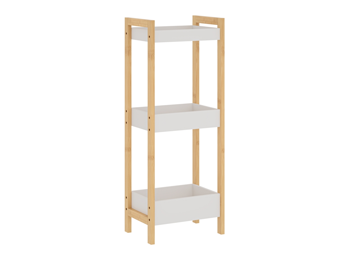 Estantería De Baño Anun 3 Cestas Bambú 75x28x20cm - Natural / Blanco [EN.CASA]