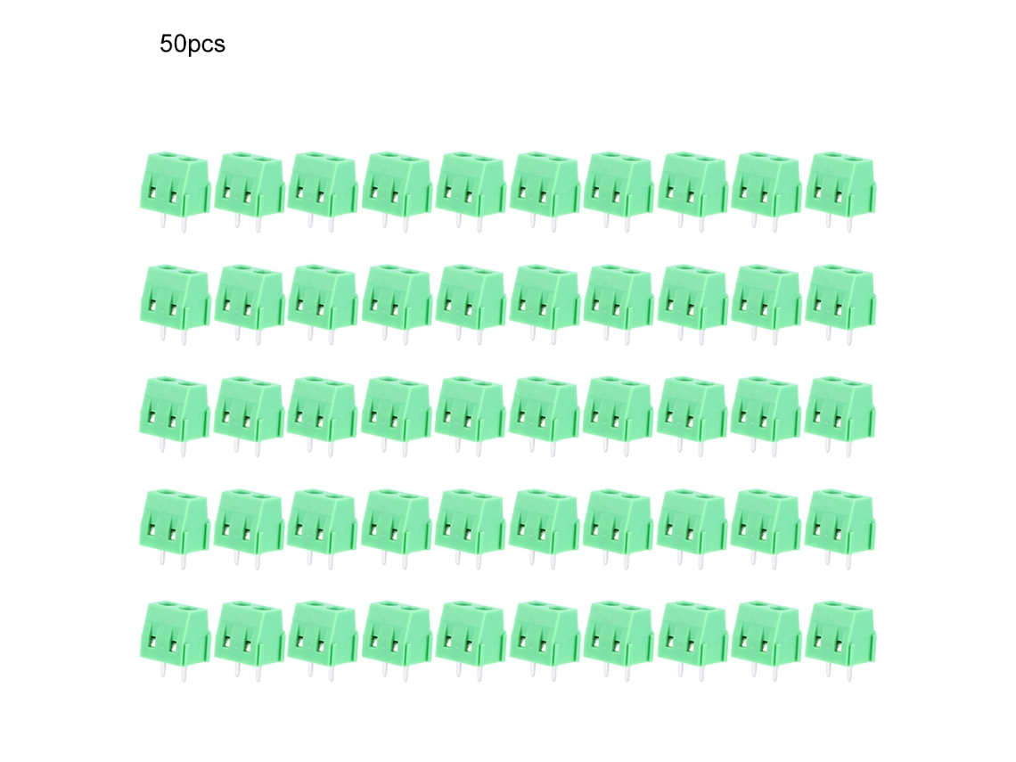 50 Bloques De Terminales De Tornillo De 2 Pines Para Pcb Kf127v 5,0 Mm, Color Verde, 300 V, 10 A