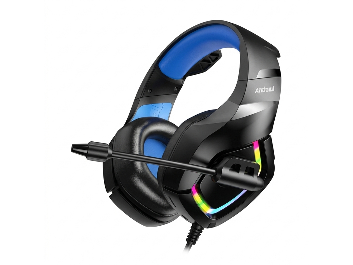 Auscultadores Gaming Wireless Com Rgb, Microfone E Som Hifi 360º Andowl Q-ej079 Preto