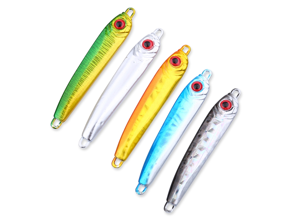Señuelos metálicos 3D con ojos de 6 cm, accesorios de pesca, 5 unidades por lote Vylara