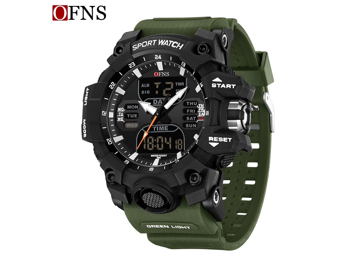 Reloj Electrónico De Moda (verde Militar para Hombre) Con Acabado Luminoso, Resistente Al Agua, A Prueba De Golpes Y Con Alarma.