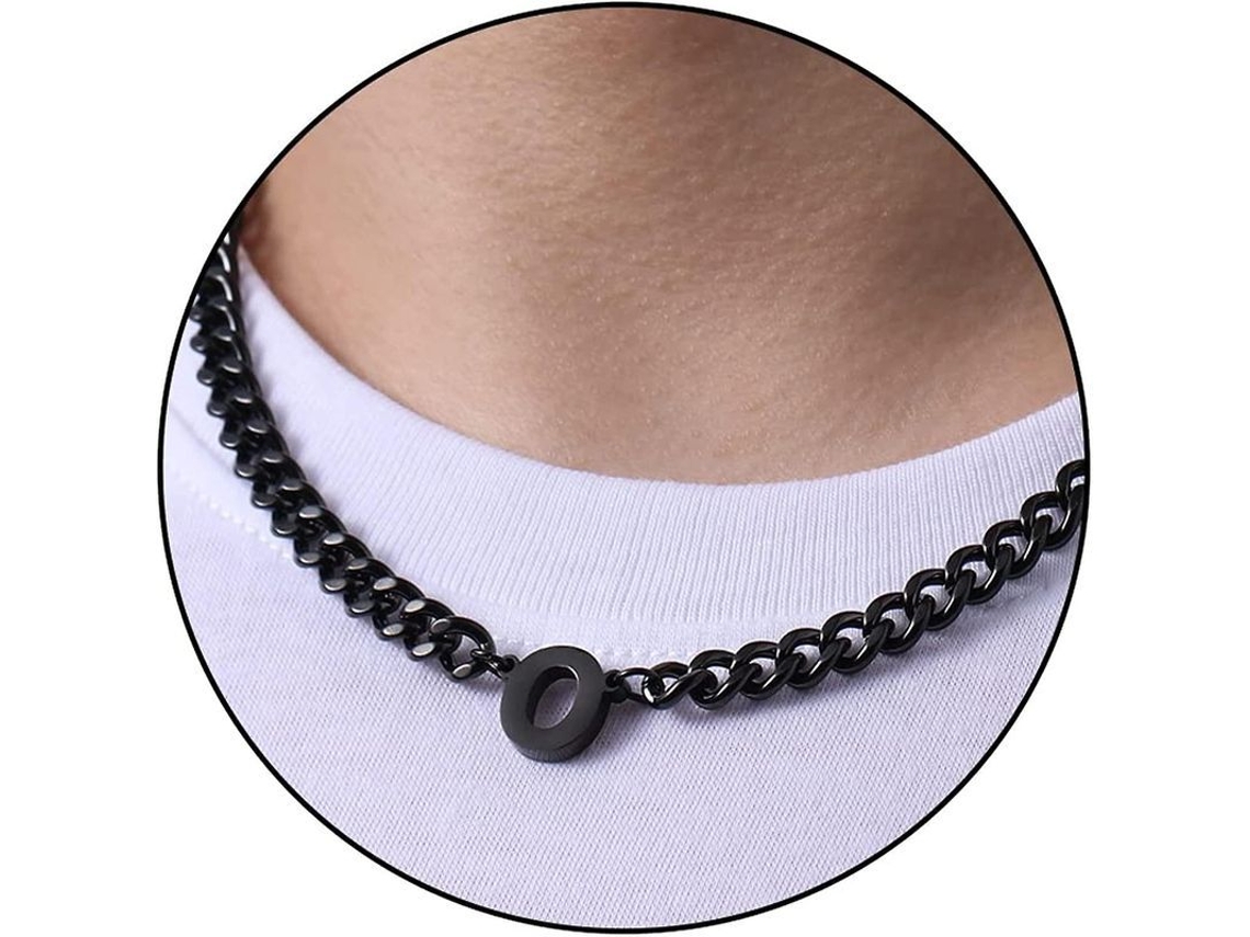 Cadena cubana 2026 con iniciales de la A a la Z, acero inoxidable, 6,5 mm, 45,7 cm + 5 cm, regalo de joyería para hombres, mujeres y niños.