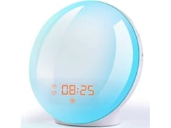 Despertador con luz de amanecer y atardecer: alarma dual con simulación de amanecer y atardecer (blanco)