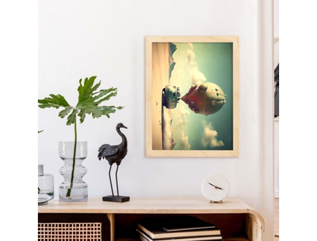 NACNIC Poster Globo Aerostático En Estilo Surrealismo Cinematográfico Ilustraciones Y Grabados De Historieta Abstracta Y Artística A4 Marcos Negros