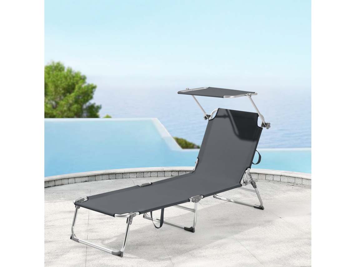 Tumbona Plegable Legorreta [EN.CASA] Gris Oscuro (189 x 57 x 28 cm )