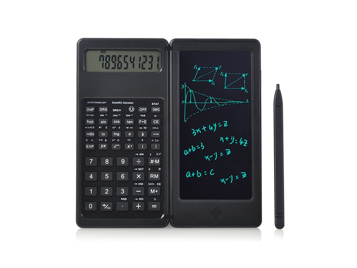 Calculadora científica Eifson S9 con bloc de notas, pantalla LCD de 10 dígitos, plegable y tableta de escritura borrable