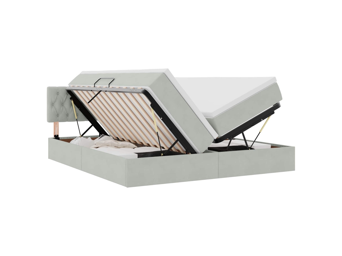 Maison Exclusive - Cama De Almacenamiento Led Con Colchón Gris Claro 180 X 200 Cm