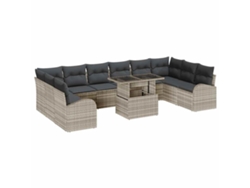Maison Exclusive - Conjunto De Sofá De Jardín 11 Pcs Gris Claro Ratán Sintético