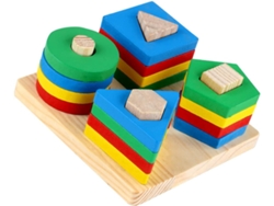 Bloques de construcción de madera para niños y niñas - Juguete educativo para aprender formas y colores - CHABERLU