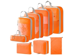 Conjunto De Bolsas Organizadoras Para Malas, Com Bolsa Digital E Nécessaire, Pacote Com 8 Chrui (laranja)