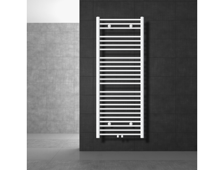Radiador toallero de baño 600 x 1500 mm calefactor recto blanco conexión central LUXEBATH