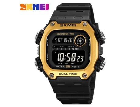 Reloj para Hombre Reloj Deportivo Digital LED Reloj de Pulsera con cronógrafo Resistente al Agua Reloj Despertador-Oro Negro LUUCOZK