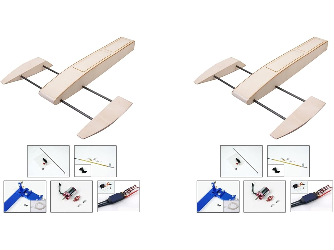 2 Lanchas Rápidas Rc Con Flotadores Laterales De Madera Y Estabilizadores, Kits De Modelos De Lanchas Rápidas Con Control Remoto Por Radio.