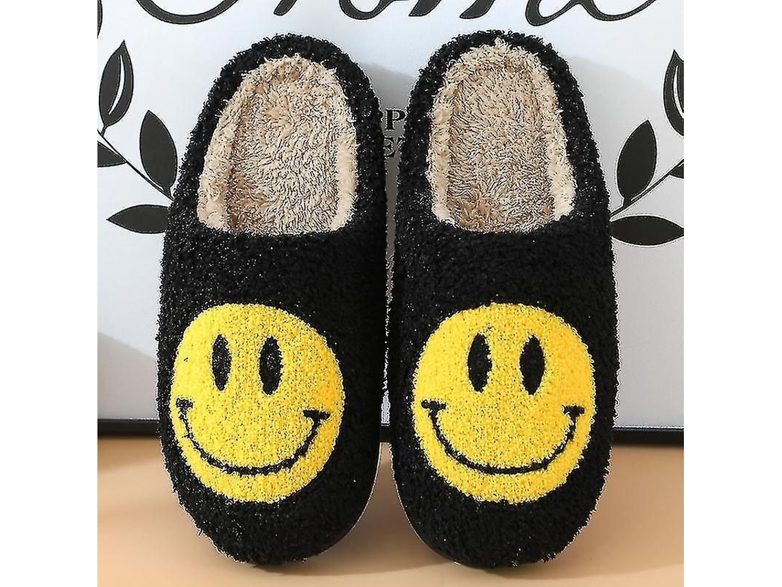 2026-pantuflas De Peluche Suave Rostro Sonriente Para Parejas Abrigadas Invierno Interior Antideslizantes