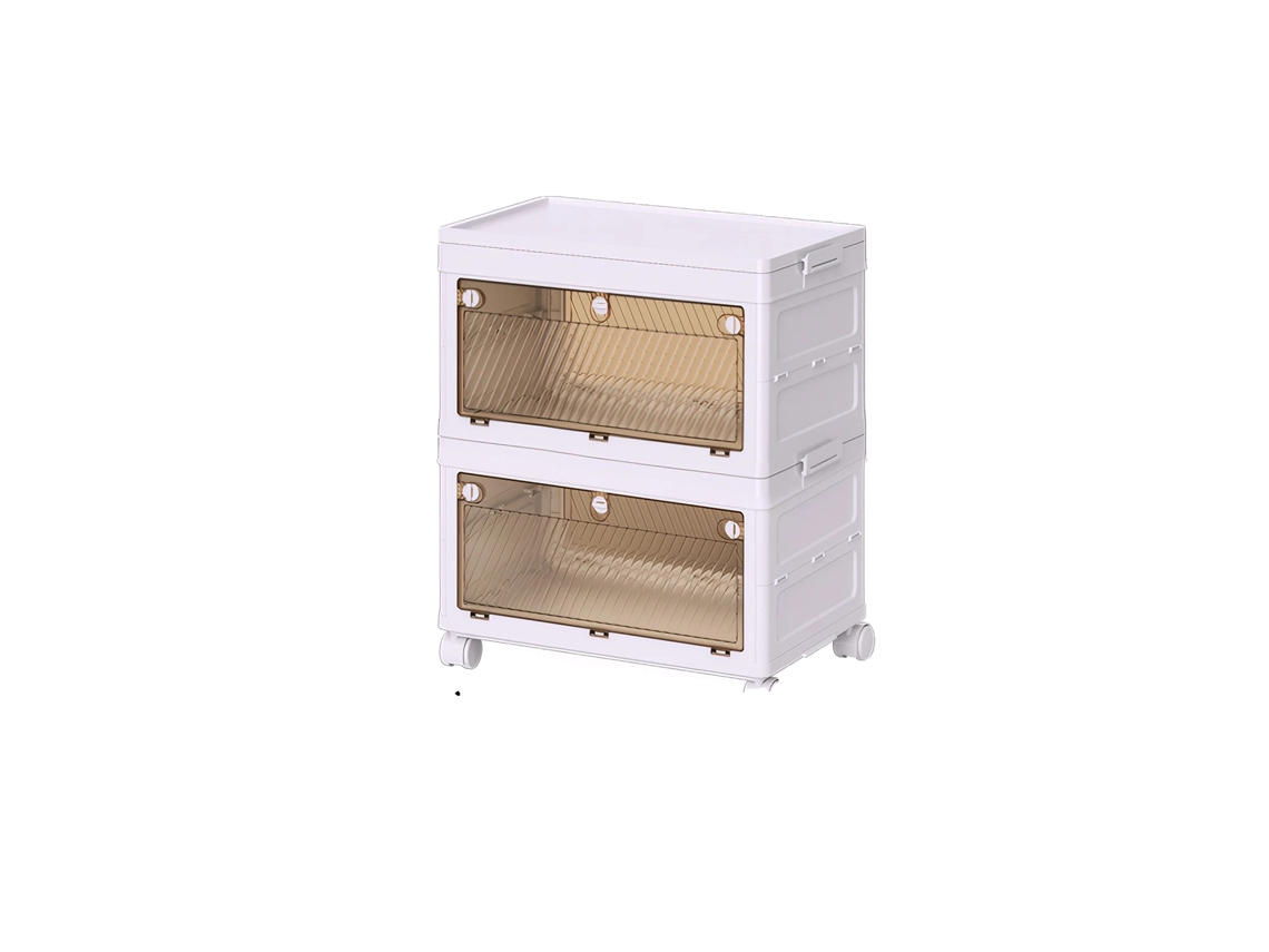 Gabinete de almacenamiento, diseño plegable, fácil movilidad, cajas de almacenamiento de 2 niveles