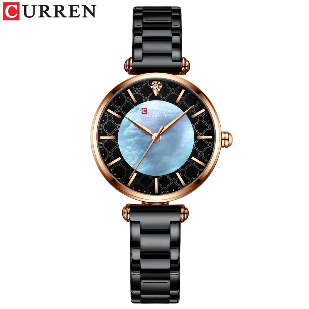 (rosa Negro) Elegante Reloj De Acero Inoxidable Para Mujer