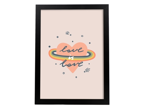 Posters Con Mensajes Felices Ilustrados. Lámina De Decoración 'Love Is Love' Con Frases Motivadoras Y Llenas De Energia. Sin Marco