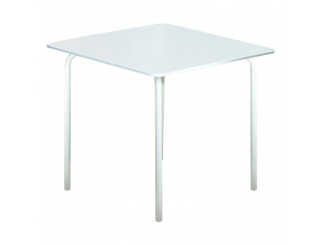 Mesa acero 80x80 cm  blanca compac 4280