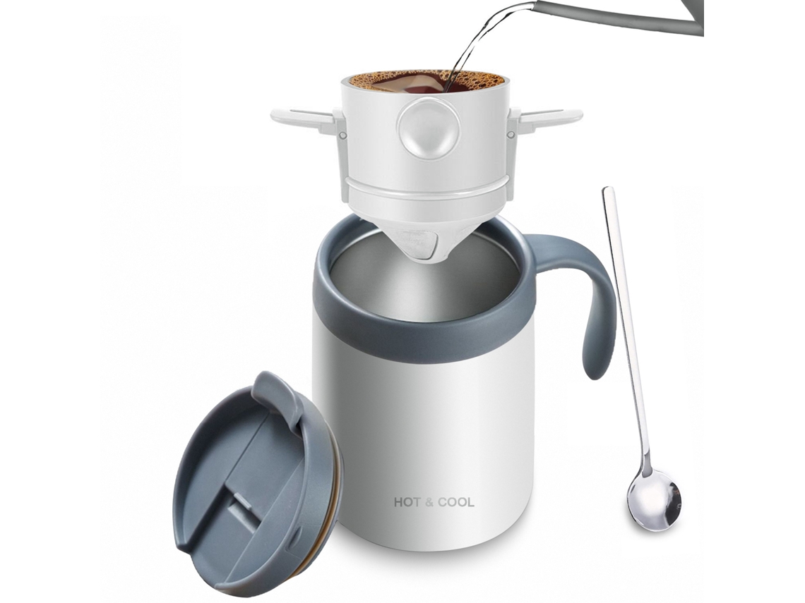 Cafetera portátil para acampar de 16 oz, ideal para viajes, camping y oficina, color blanco Siurn