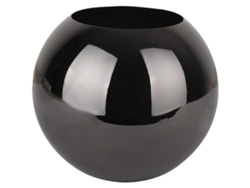 Jarrón Redondo De Metal Para Plantas Suculentas, De Acero Inoxidable, Decorativo Para Sala De Estar (negro)