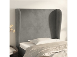 Cabecero Con Orejas De Terciopelo Gris Claro 103x23x118/128 Cm