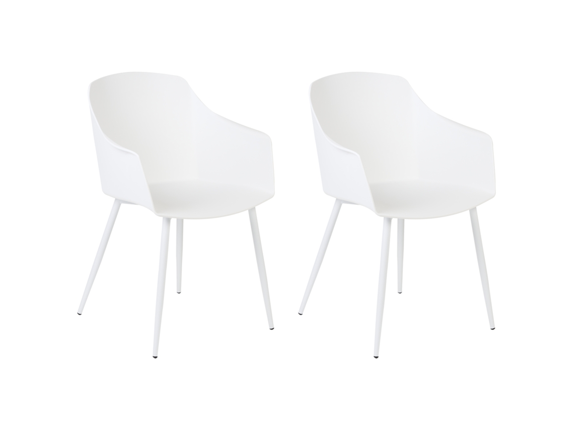 Conjunto de 2 cadeiras em plástico BELIANI Fonda de Material sintético Branco 57x51x83