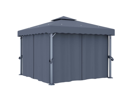 MAISON EXCLUSIVE Cenador con cortina gris antracita aluminio 3x3 m
