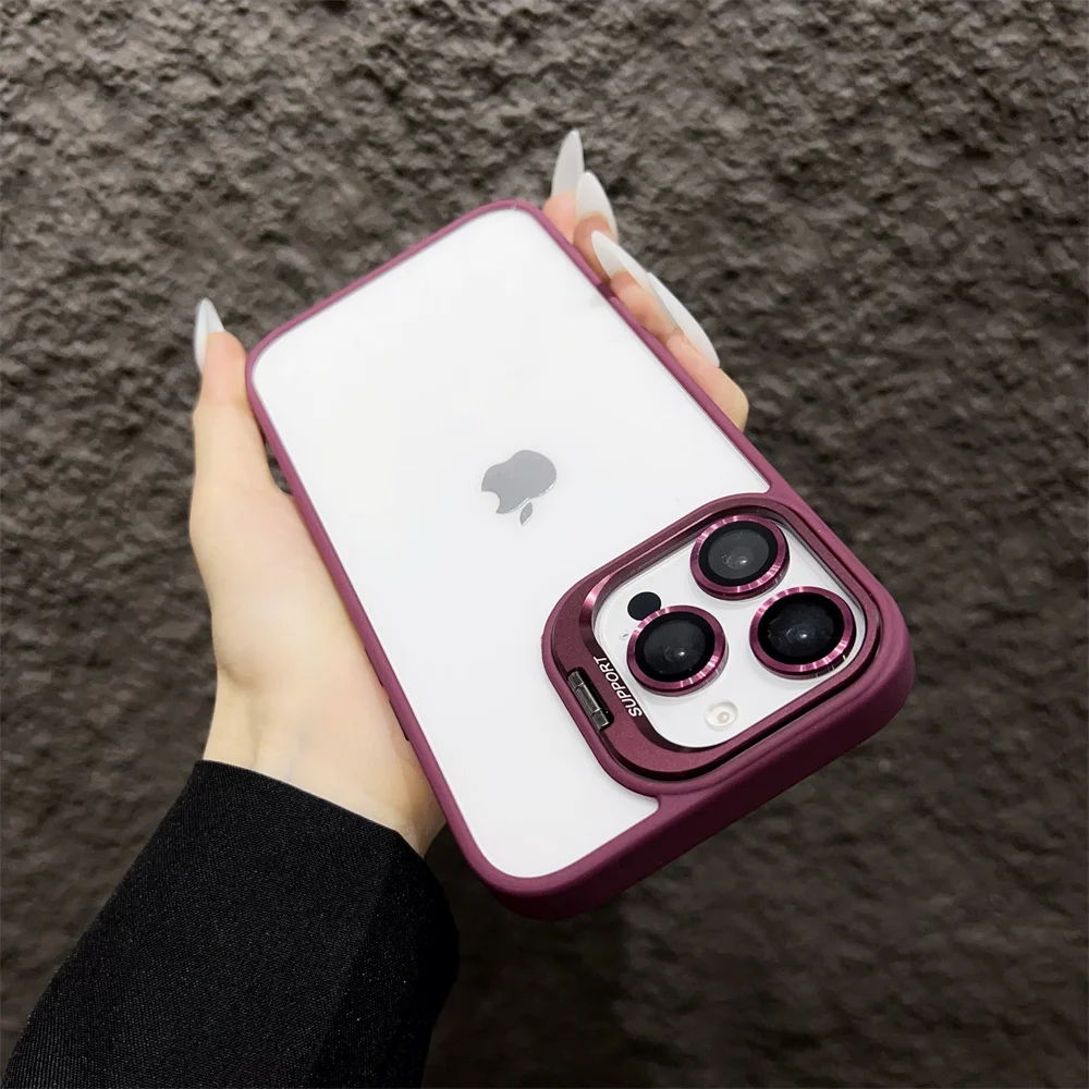 (iphone 16 Pro, Magenta) Funda Para Iphone, Cubierta Protectora Transparente De Cristal Para La Cámara.