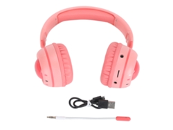 Fones De Ouvido Bluetooth Para Crianças Com Luzes Rgb 15h De Reprodução Estéreo Hifi Sem Fio E Com Fio Com Microfone Removível Rosa