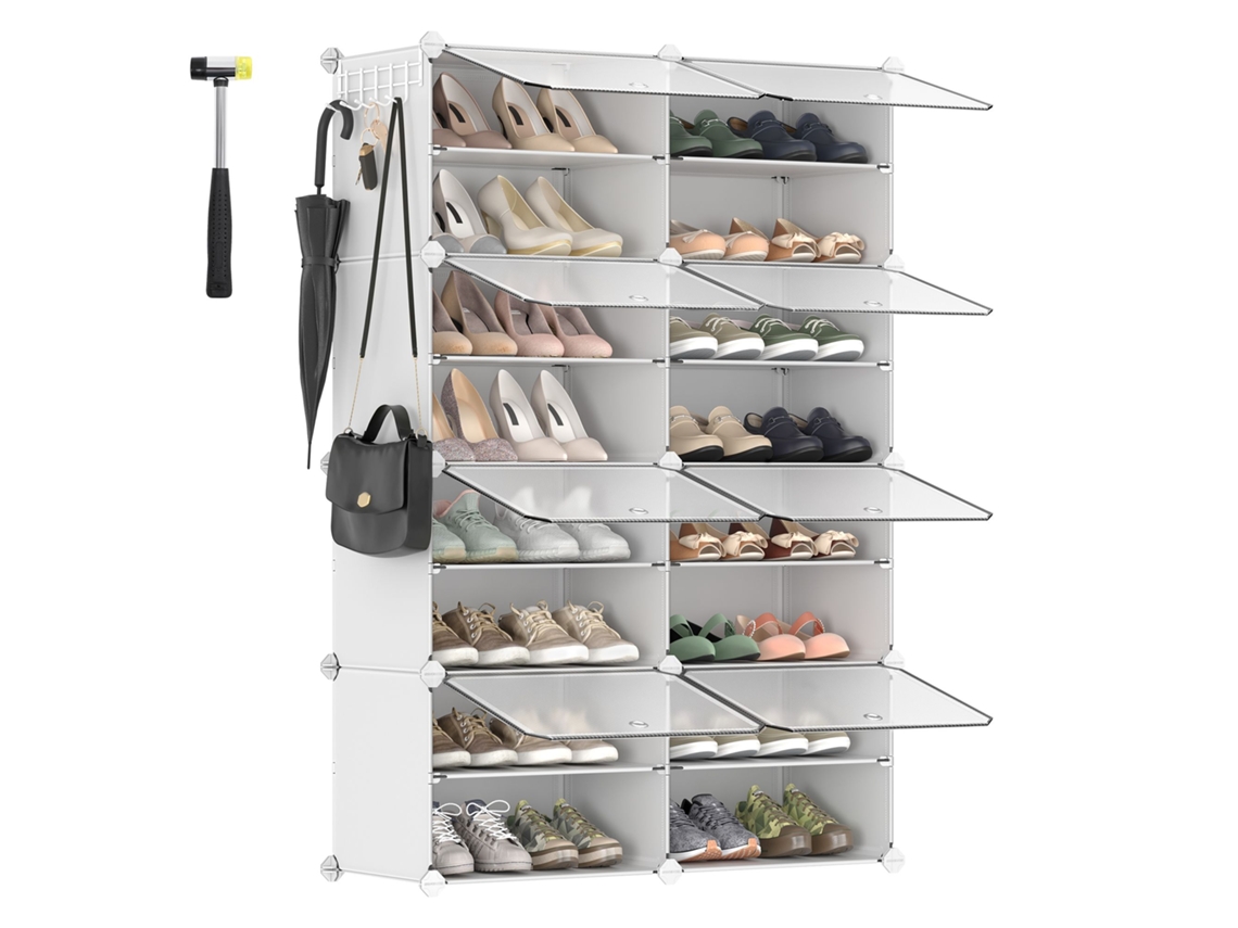 Zapatero Modular 8 Compartimentos Con Puertas Entrada Plástico 94x124x32 Cm - Blanco