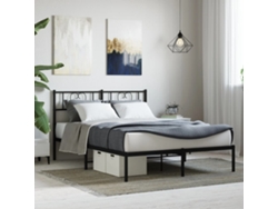 Estructura Cama Sin Colchón Con Cabecero Metal Negro 120x200 Cm