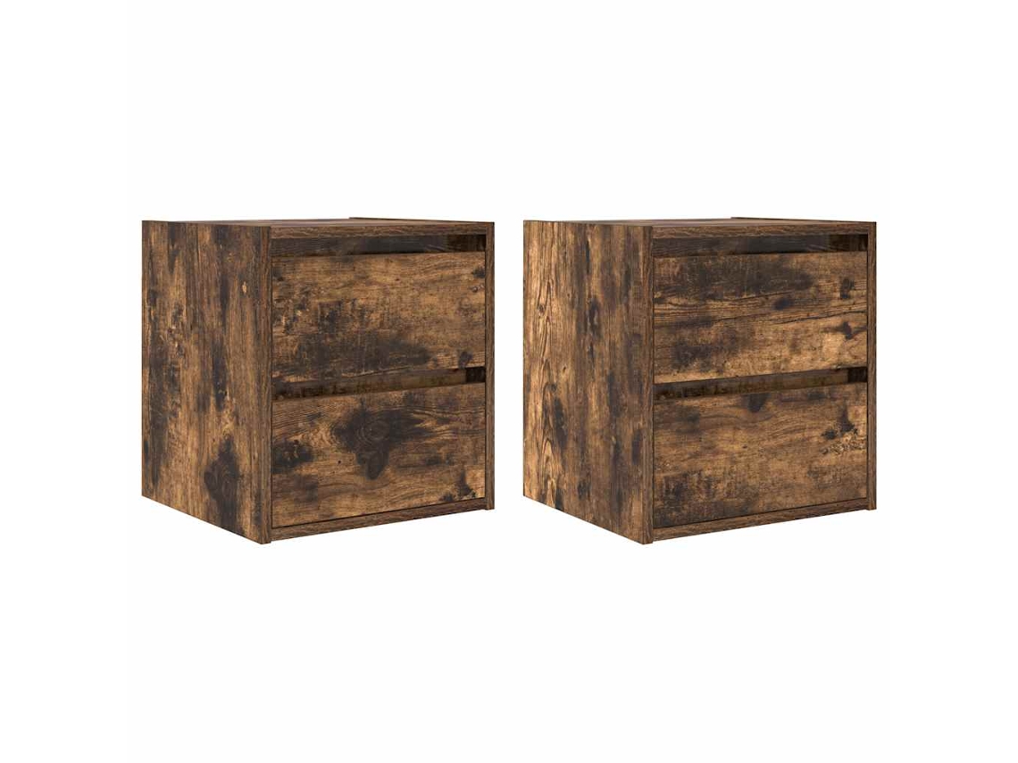 Maison Exclusive - Mesillas De Noche De Pared 2 Uds Roble Ahumado 38x34x40 Cm