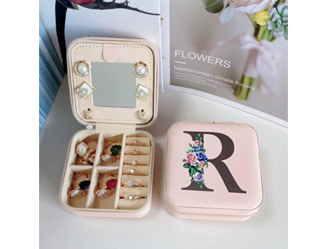 Caja de almacenamiento de joyas con espejo, joyero de madera de doble capa, caja de almacenamiento de pendientes HHZ