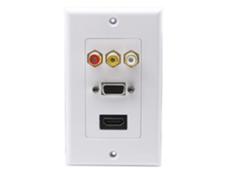 Placa De Pared 3rca+hdmi+vga Con Conectores De Audio Y Video Para Instalaciones De Tv Y Home Theater Color Blanco