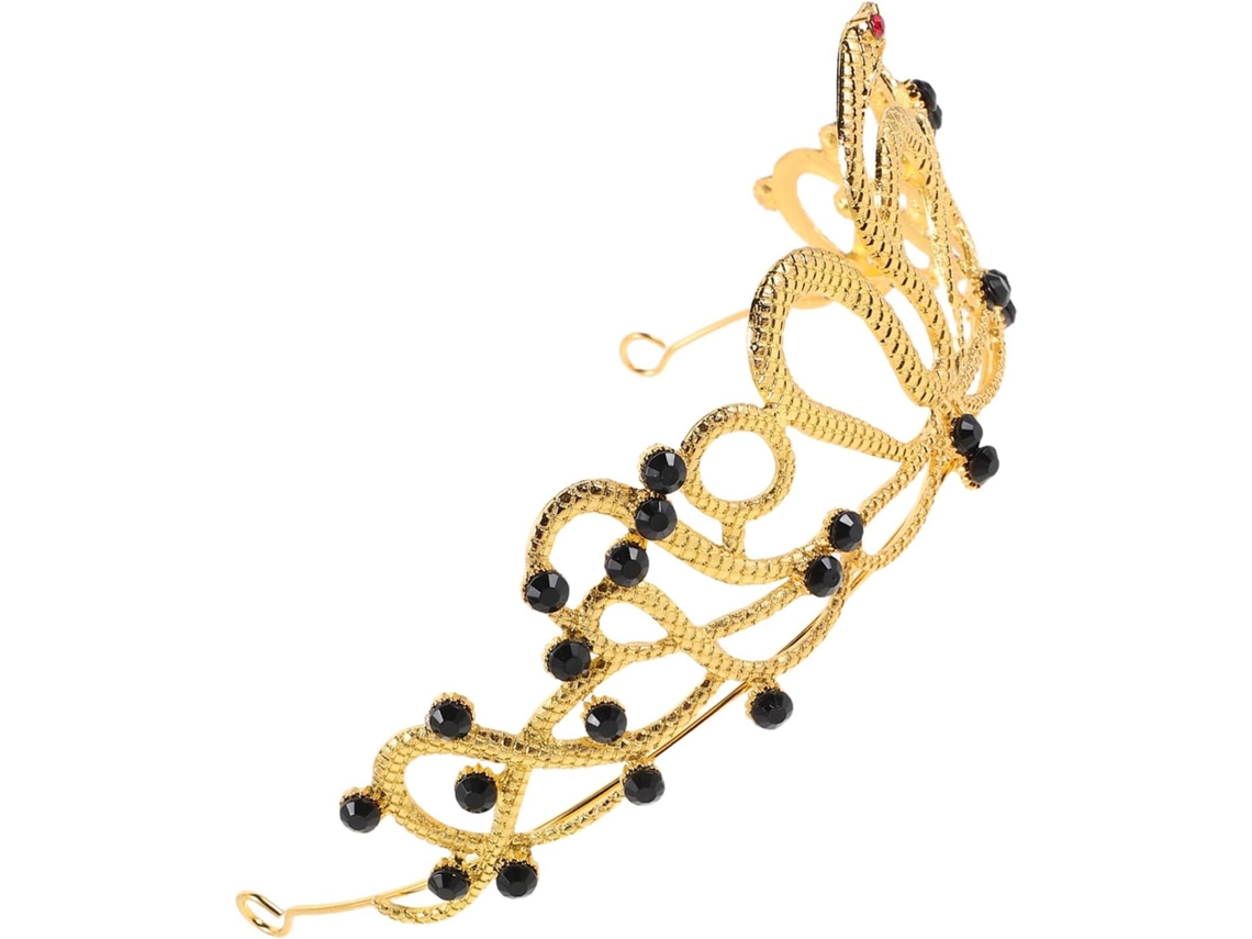 Diadema Ciieeo Con Forma De Serpiente Corona Egipcia En Aleación Dorada Con Diamantes De Imitación Negros, Ligera Y Decorativa.