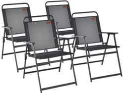 4X Sillas Jardin Exterior Plegables, Sillas Terraza Exterior con Asiento Transpirable y Reposabrazos, 68 x 55 x 84 cm, Carga 150kg, Silla Plegable Jardin COSTWAY