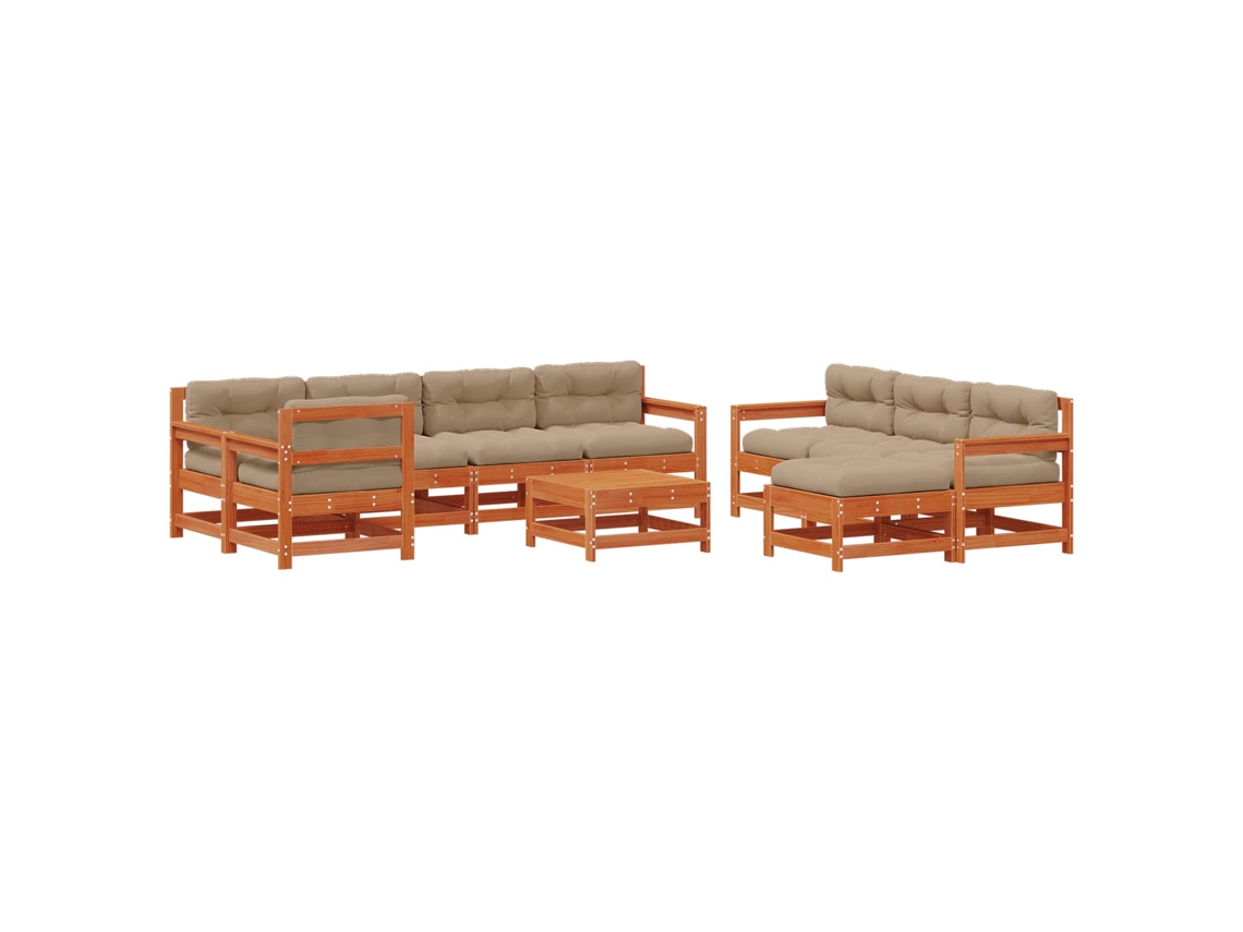 Maison Exclusive - Conjunto De Sofás De Jardín 10 Pcs Marrón Cera