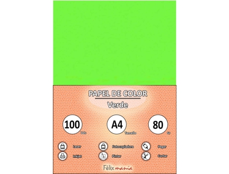 80Gr A4 Papel Verde 100 Hojas