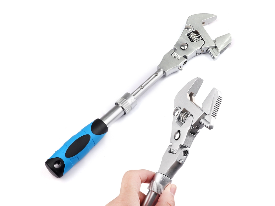Llave Inglesa Ajustable Con Cabezal Flexible Giratorio De 180°, Multifuncional Para Reparaciones Domésticas, 10 Pulgadas.