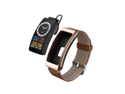 Reloj inteligente de 1,14 pulgadas con auriculares extraíbles y correa de cuero, compatible con llamadas Bluetooth (marrón)