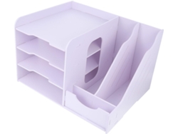 Organizador De Escritorio Blanco De Varios Niveles De Pvc/madera/plástico Para Archivar Y Clasificar.