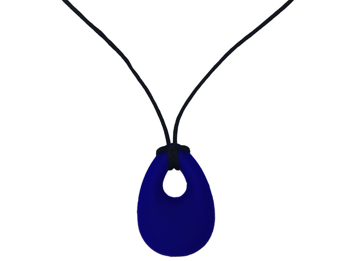 Collar Masticable De Silicona Suave Con Colgante En Forma De Lágrima Para Bebé, Azul Marino