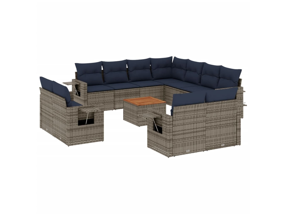 Maison Exclusive - Conjunto De Sofá De Jardín De 12 Piezas Con Cojines, Poliratán Gris