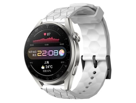 Correa de reloj inteligente para Huawei Watch 3 Pro 22 mm Patrón de fútbol Correa de silicona de color sólido (blanco)