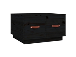 Mesa de centro con dos cajones, diseño moderno y contemporáneo, 60 x 53 x 35 cm, madera maciza de pino negro, Dec039716