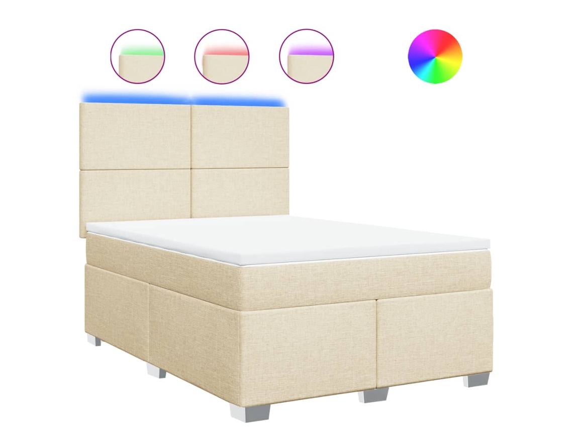 Maison Exclusive - Cama Box Spring Con Colchón Tela Color Crema 140x200 Cm