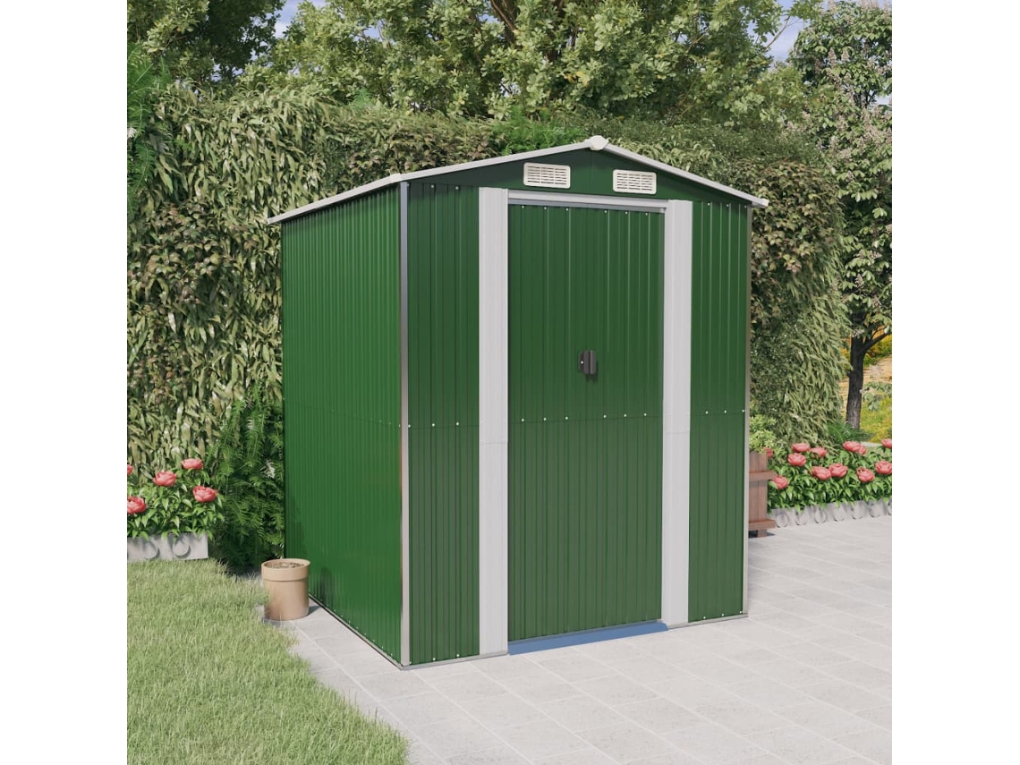 Caseta de jardín de acero galvanizado verde, 192 x 191 x 223 cm, DKD Home Decor
