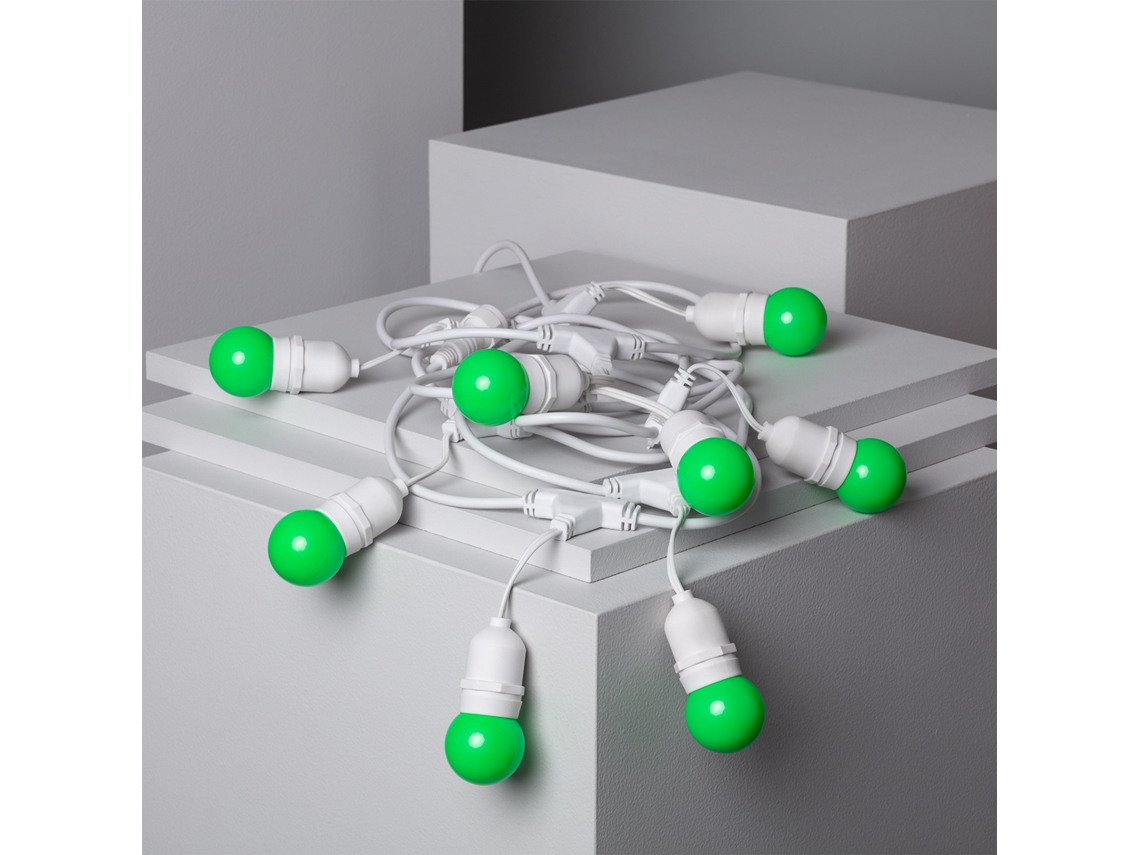 Guirnalda de Luces LEDKIA Waterproof Blanco 8 Bombillas Led E27 G45 3W de Colores Verde (550 cm)